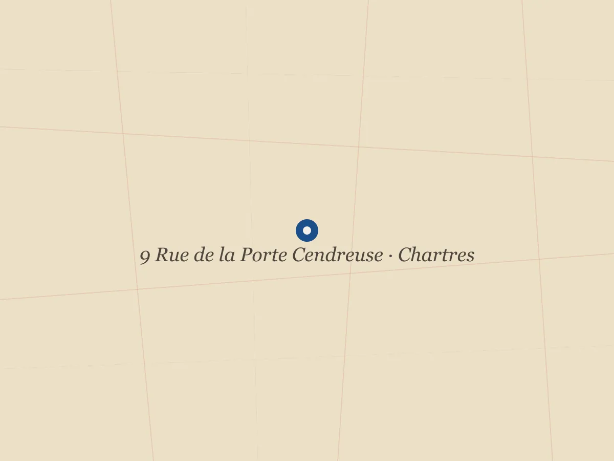 Plan de Chartres montrant la position d'Al Badea au 9 Rue de la Porte Cendreuse